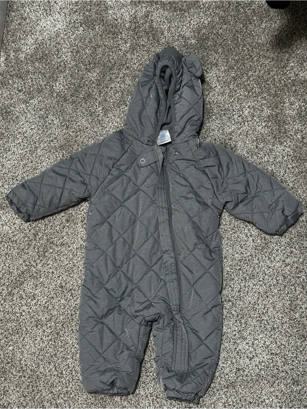 Little Wonders Gray Quilted Baby Snowsuit